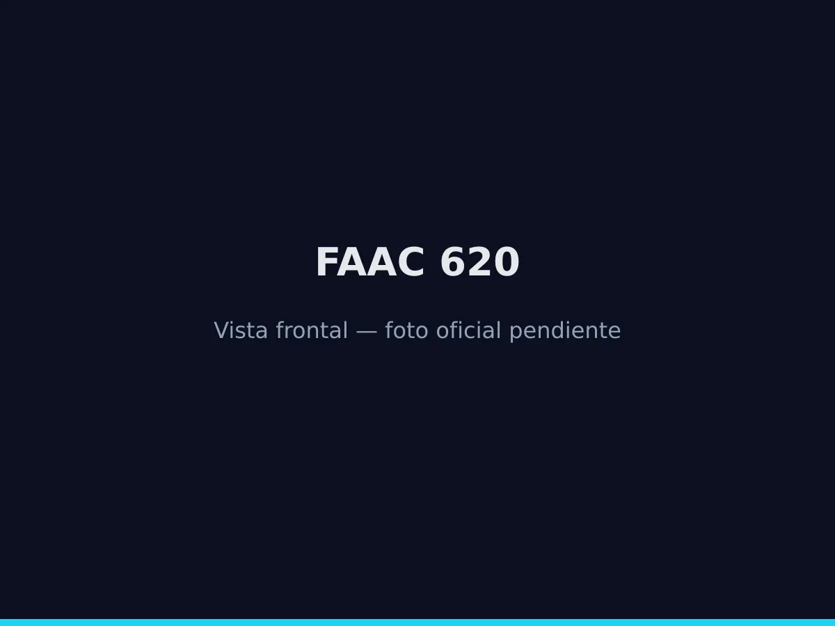 Barrera vehicular FAAC 620 con pluma instalada en un acceso de estacionamiento